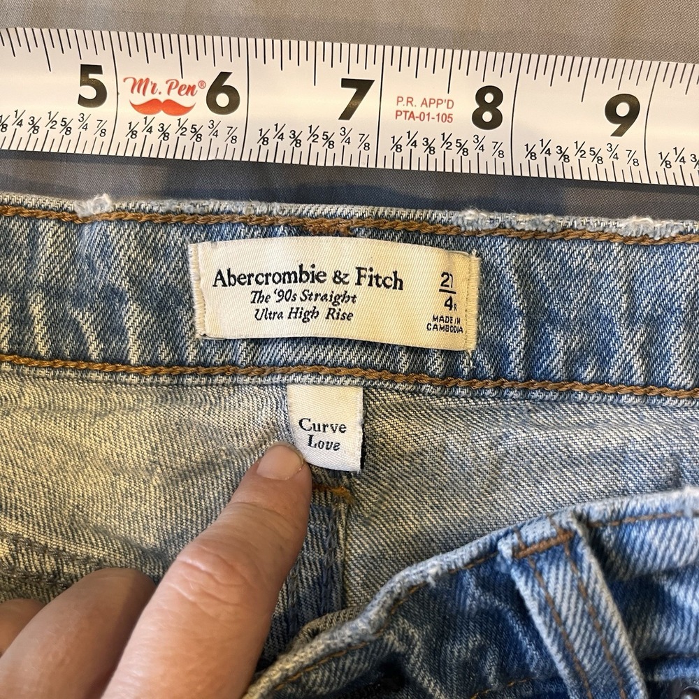 Abercrombie & Fitch 90s Straight Ultra High Rise Jeans Curve Love Raw Hem 27 4 - Picture 9 of 9